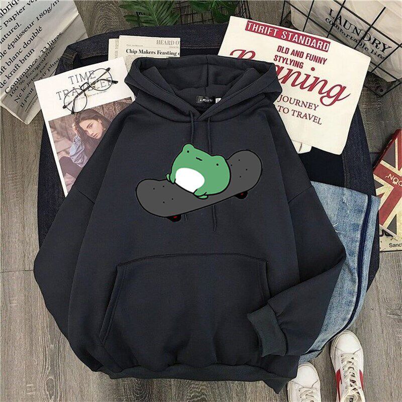 2021 Springtime Skateboard frog oversized Sweatshirt men and