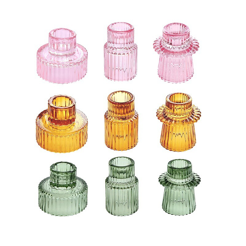 3PCS/set Glass Candlestick Romantic Dining Table Candle