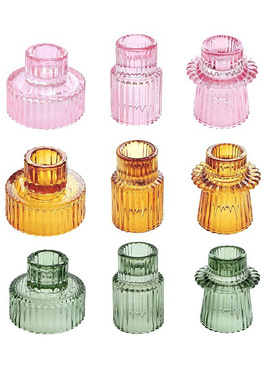 3PCS/set Glass Candlestick Romantic Dining Table Candle