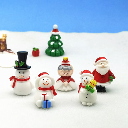 5pc Santa Claus Snowman Christmas Figurine Model Bonsai