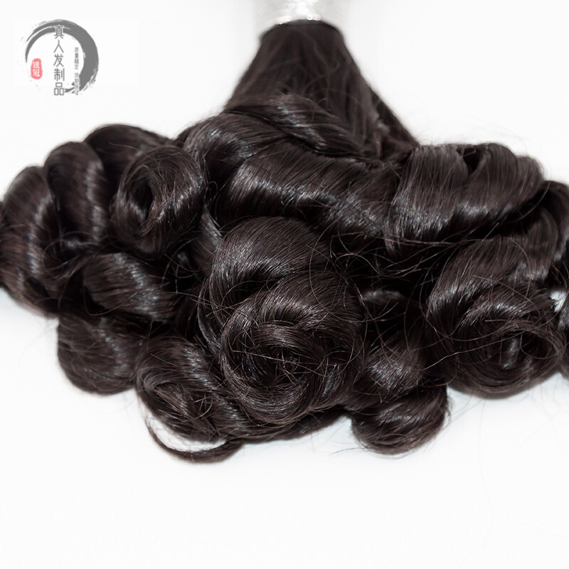 Peruvian human fumi hair Spring Curl double drawn 黑人发帘