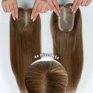 lace human hair Fine 白人发块 base topper 女士补发增发 Mono