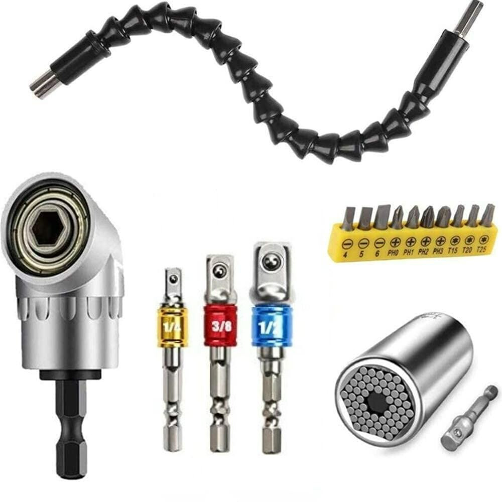 Flexible Drill Bit Extension Wrench Tool Set, 105 Right Angl