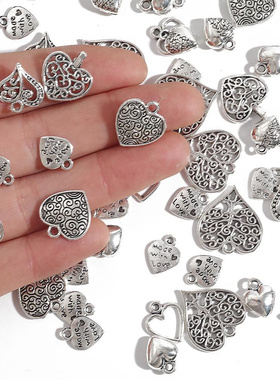 10-50pcs Antique Charms Hollow Lovely Heart Silver Color Pen