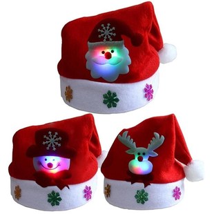 LED Christmas Hats Light Up Cap Santa Claus Hat Snowman Elk