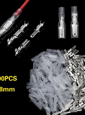 100Pcs Silver Crimp Spade Terminals Kit 2.8/4.8/6.3mm Female