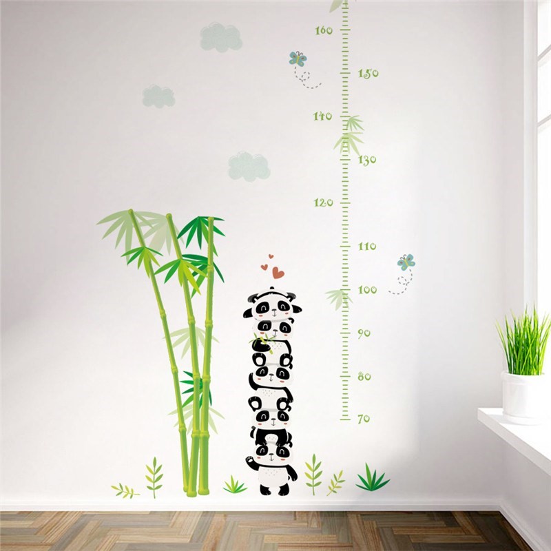 panda bamboo plant height measure wall stickers for kids ro