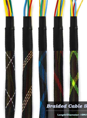 10m 12mm Expandable 150% Cable Sleeve Tight PET Nylon Braide