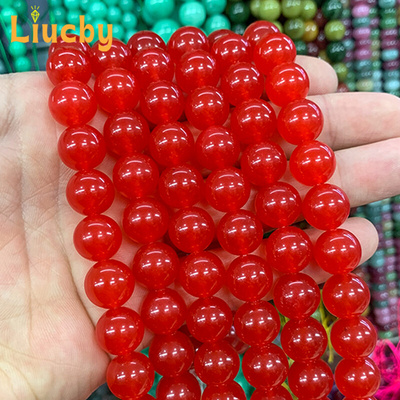 4/6/8/10/12/14MM Natural Stone Red Chalcedony Chinese Jades