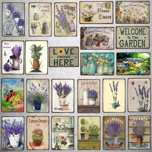 【YZFQ 】Welcome to the Garden Metal Signs lavender