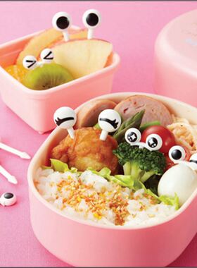 Lovely 10pcs Plastic Fruit Toothpick Lovely Eye Cartoon Fork