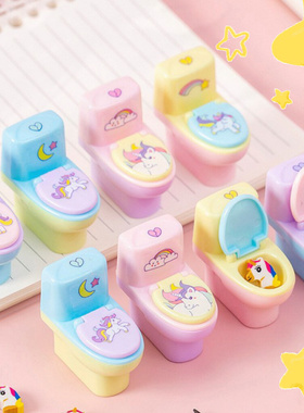 12 Pcs Creative Manual Toilet Pencil Sharpener with Eraser -