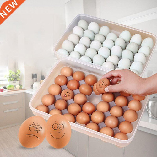 Clear 34 Grid Single-Layer Egg Box Basket Organizer Plastic