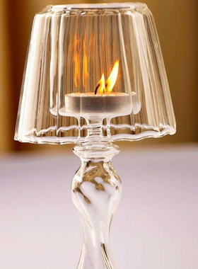 Glass Candlestick Creative Stripe Design Glass Tealight Cand