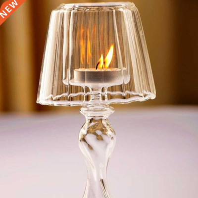 Glass Candlestick Creative Stripe Design Glass Tealight Cand