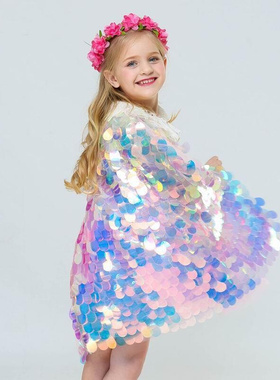 Glitter Sequins Mermaid Shawl Baby Clothes Soft Yarn Starry