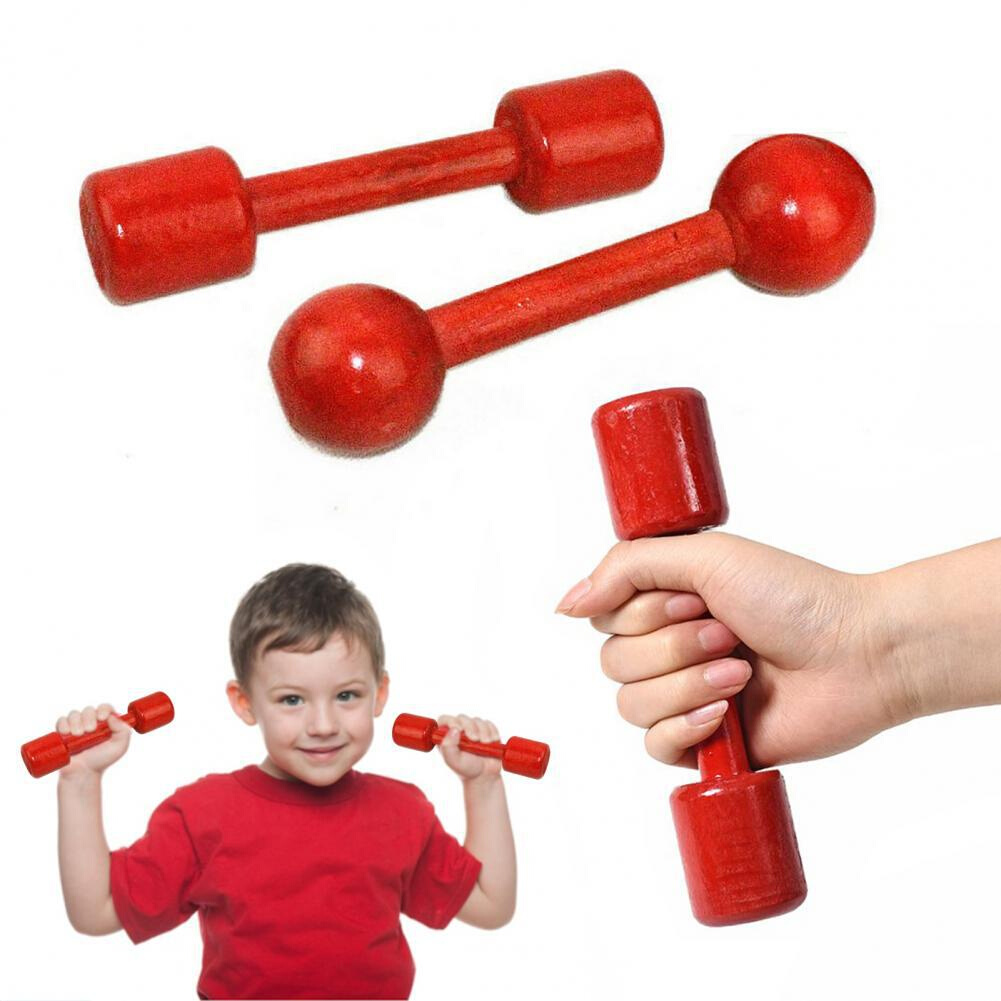 Wooden Kids Toddler Dumbbell No Burrs Round Square Head