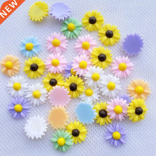 30Pcs Cute Mixed Chrysanthemum Resin Decoration Crafts Flatb