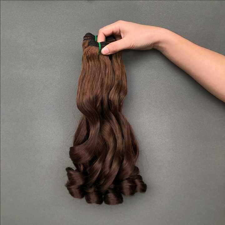 一档发帘 Brown #4 Human Hair bouncy Curl Super Double Drawn