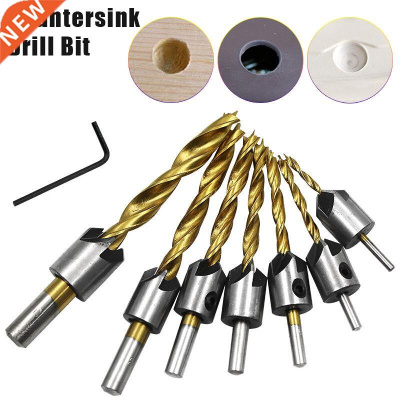 3mm-10mm 7pcs Titanium plated HSS 5 Flute Countersink Drill
