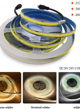 DC12V 24V FCOB Flexible COB LED rip Lights 252 300 480 LED