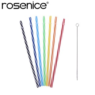 25pcs Pure Color Reusable Plastic Thick Drinking Straws Two