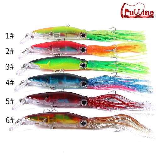 PULLINE 1pc Fishing Lure Fish Bait 40g 6 Color Squid High Ca
