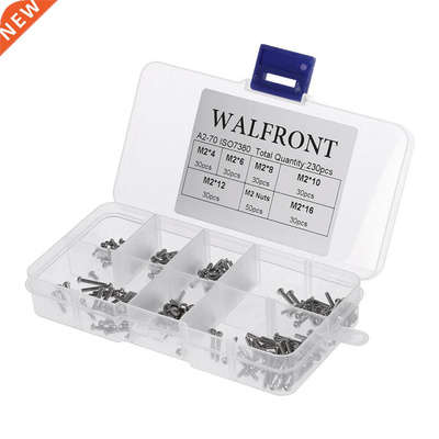 230pcs M2 Screws Bolts and Nuts SS304 Hex Socket Button Head