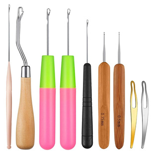 9 Pieces Bent Latch Hook Crochet Needle Set Latch Hook Dread