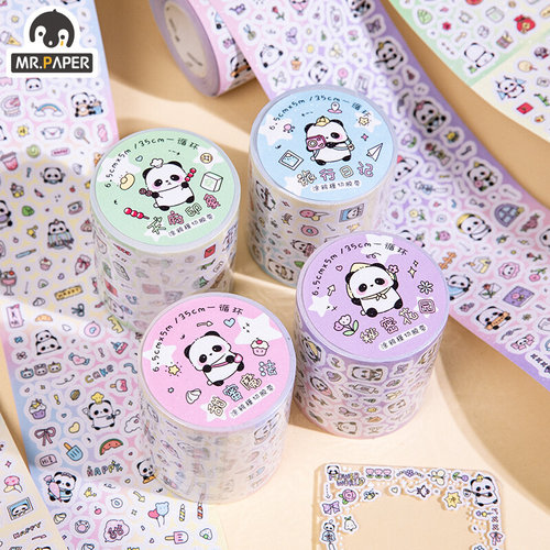 Mr. Paper 4 Style Panda Flower Die Cut Tape Cute Daily