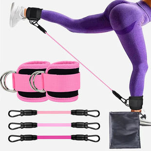 Stretch Resistance Band Set With Ankle Straps Glute Leg