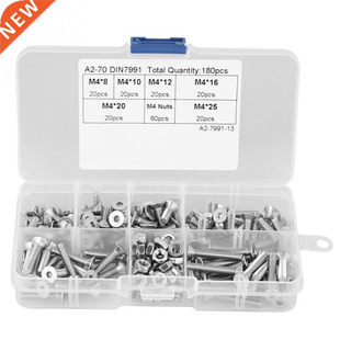 Flat Nuts Screws Bolt Head Steel Stainless 304 Lot 180Pcs