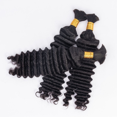 Brazilian Virgin Deep Wave No Weft Bulk Human Hair Braiding