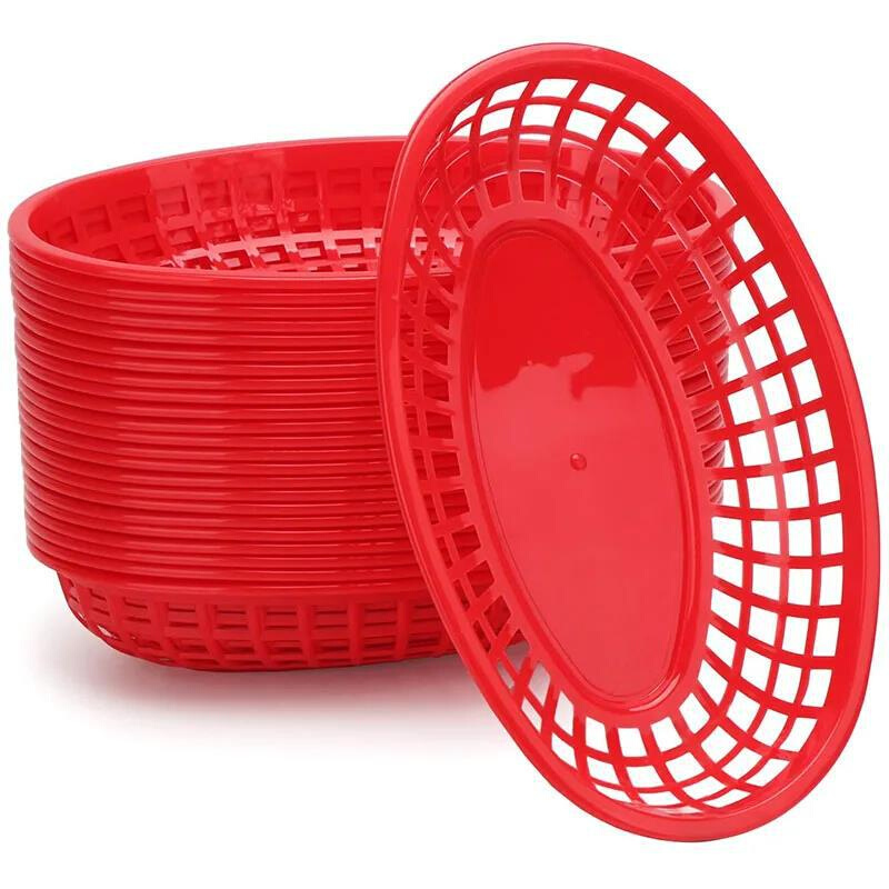 6/12/24Pcs Fast Food Baskets Plastic Serving Tray for Deli