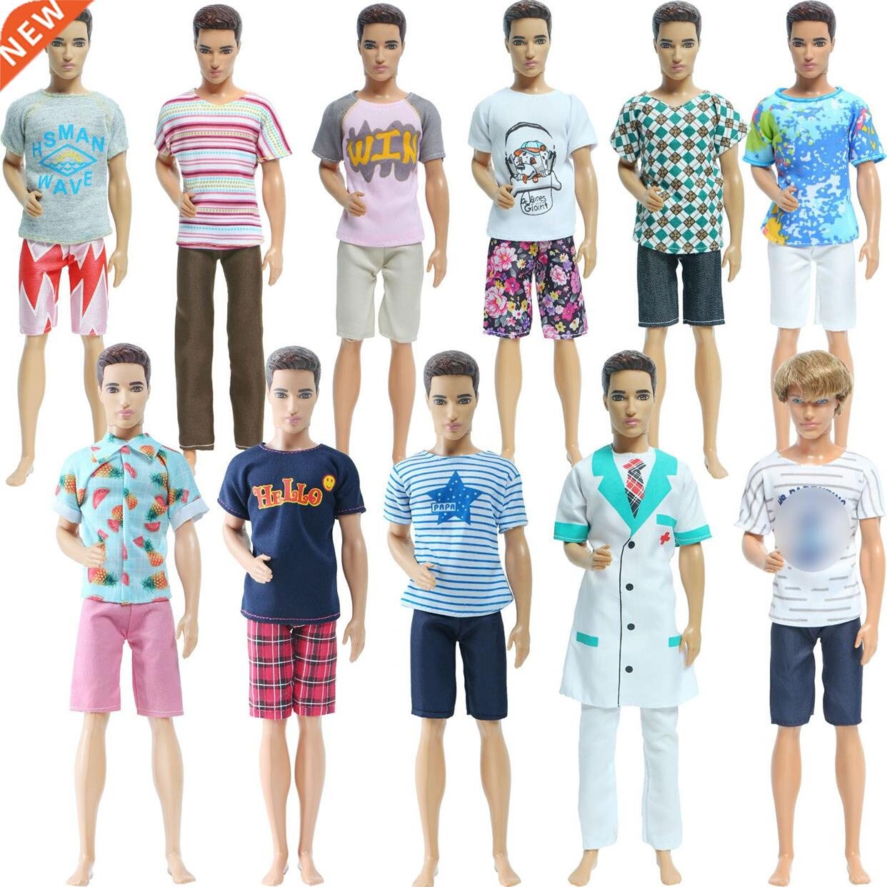 Fashion 1 Set Men Outfit Mix Tops Pants Shirt Trouser Short