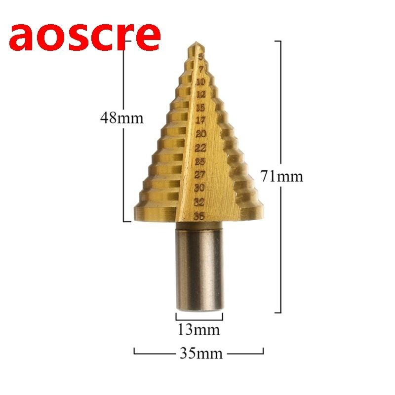 5-35mm Metric HSS Titanium Coated Step Drill Bit for Wood Me
