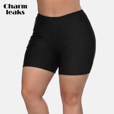 Charmleaks Women High Waist Plus Size Swimming Shorts Ladies