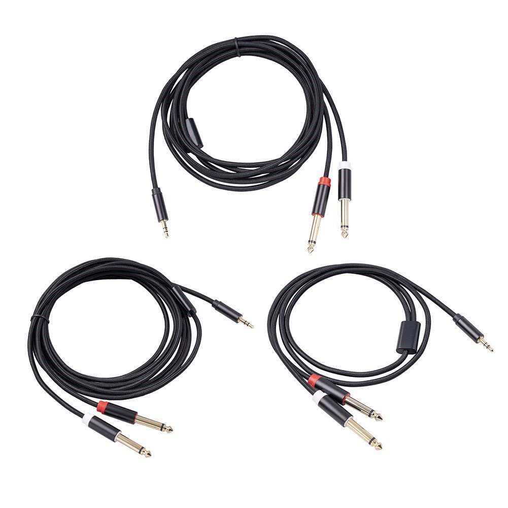 Braided AUX Audio Cable 3.5mm TRS to Dual TS 6.5mm 3.5 Split