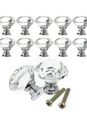 30mm Diamond Shape Crystal Glass Drawer Cabinet Knob Pull Ha