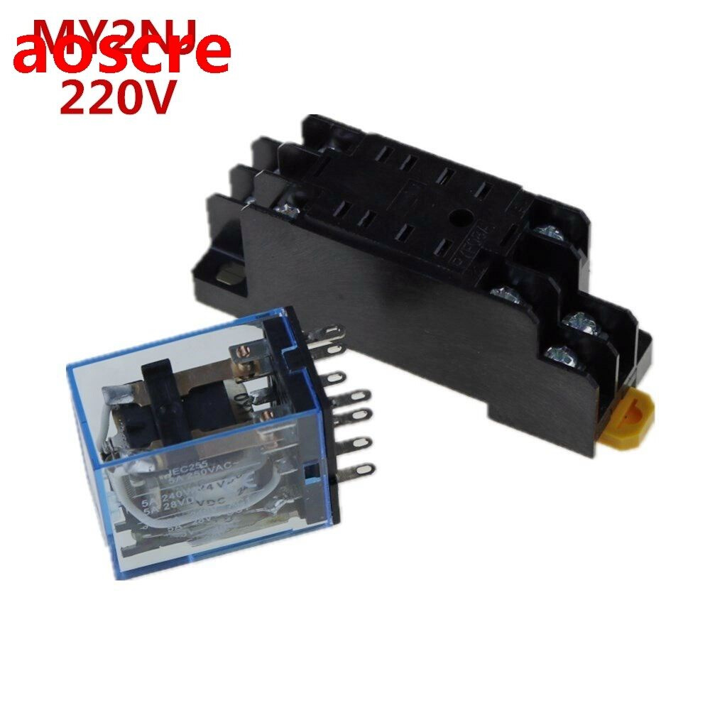 1 set 220V AC Coil Power Relay MY2NJ HH52P-L 8PIN 5A With PY