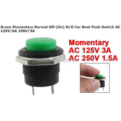 5PCS Green Momentary Normal Off-(On) N/O  Push Switch AC 125