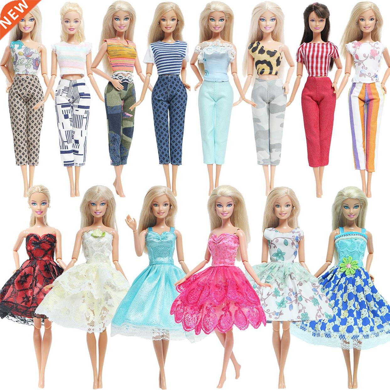 Fashion 1 Set Doll Outfit Skirt Vest Shirt Tops Pants Trouse
