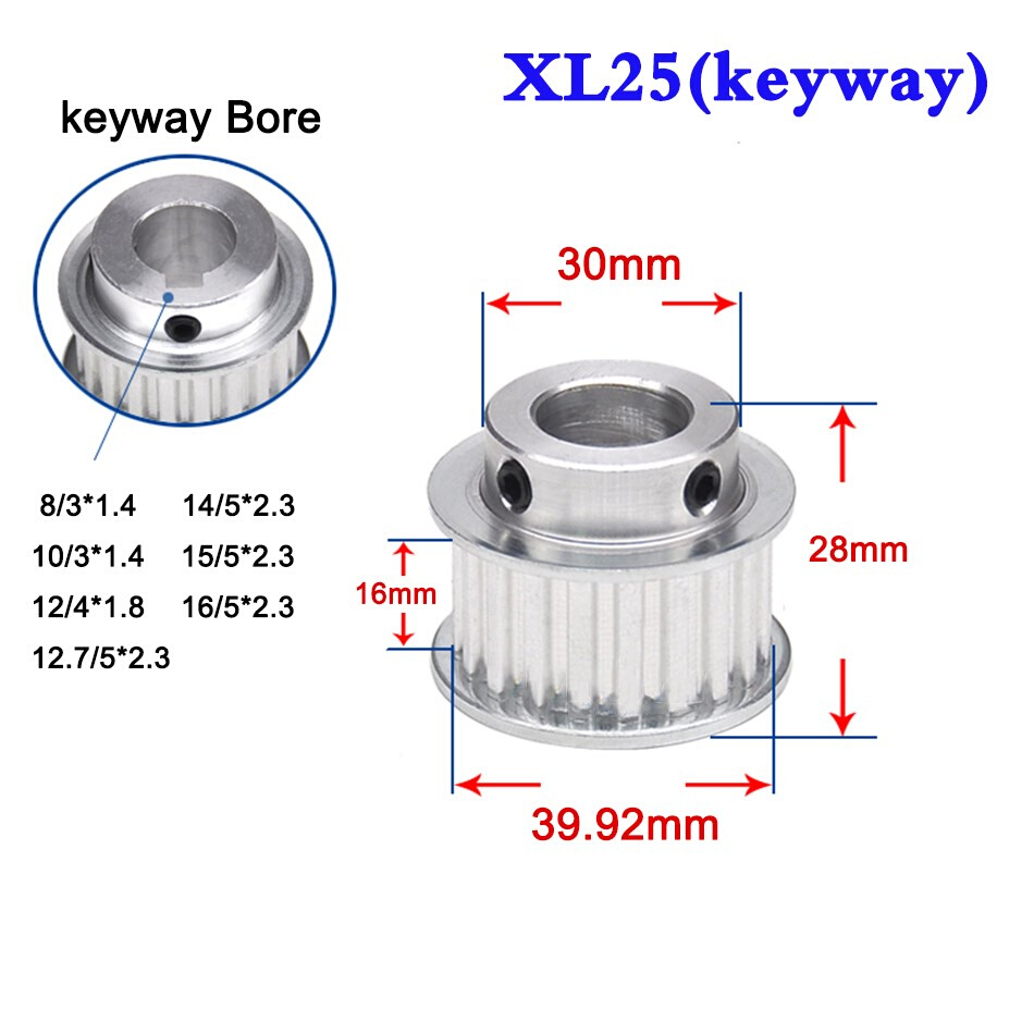 1PCS XL 25 Tooth Convex Synchronous Wheel Width 16mm Timing
