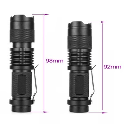 UV LED Flashlight Ultraviolet Torch zoomable Mini UV Black L