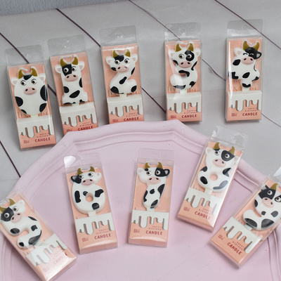 Kids Birthday Candle Cute Zodiac Cow Number Cake Topper