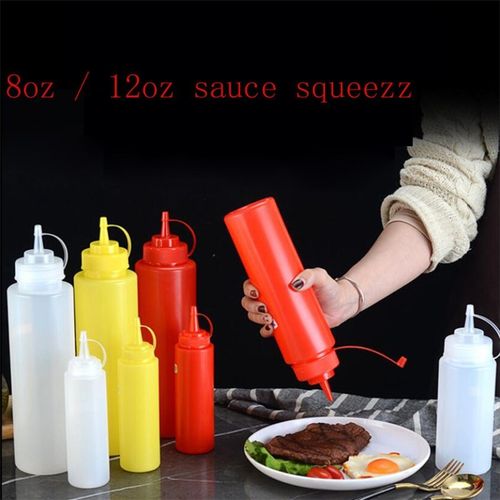 Squeeze Squirt Condiment Bottles with Twist On Cap Lids Ketc