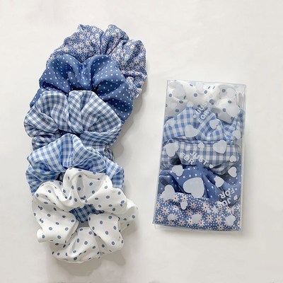 5PCS/Set Plaid Scrunchies Elastic Rubber Hair Tie Bands Wome