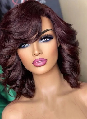 SDD Double Drawn Dark 99J Color Cute Style Remy Closure Wigs