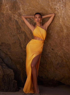 Hollow Out  Sexy Split Dresses Celebrity Party Club Dress