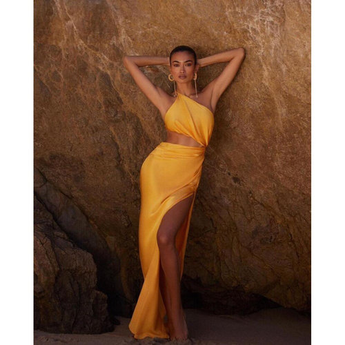 Hollow Out  Sexy Split Dresses Celebrity Party Club Dress